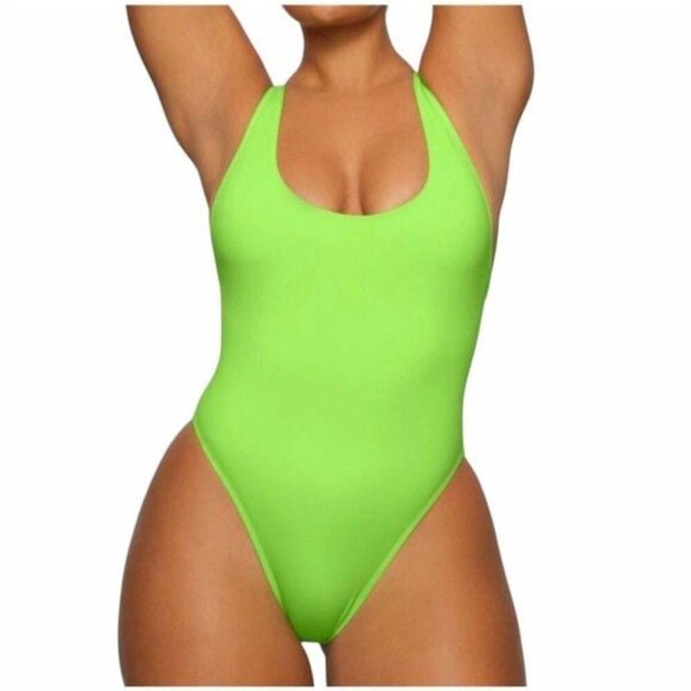 SKIMS Recycled Collection Signature Scoop Bathing Suit in Neon Green Size M NWT - Picture 1 of 5